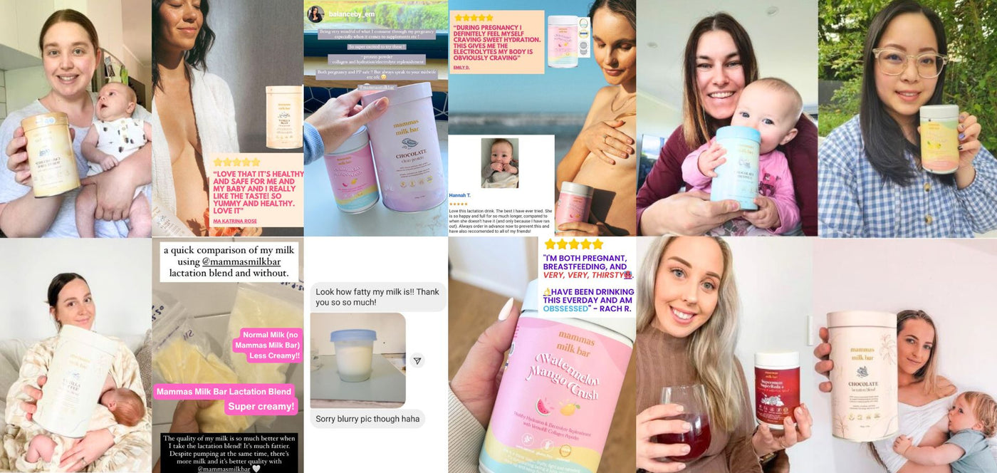 Collage of images featuring women holding and using a product, with text overlays.
